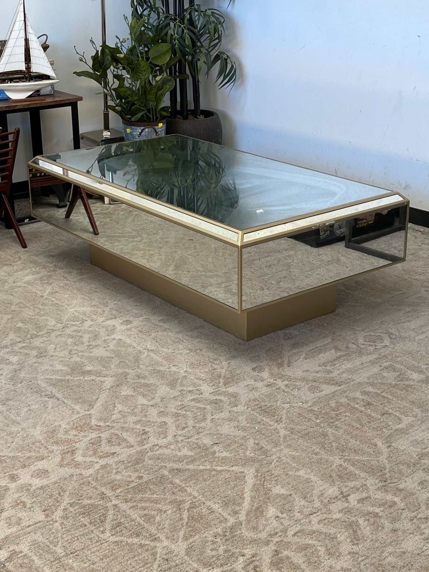Modern Mirrored Glass Coffee Table