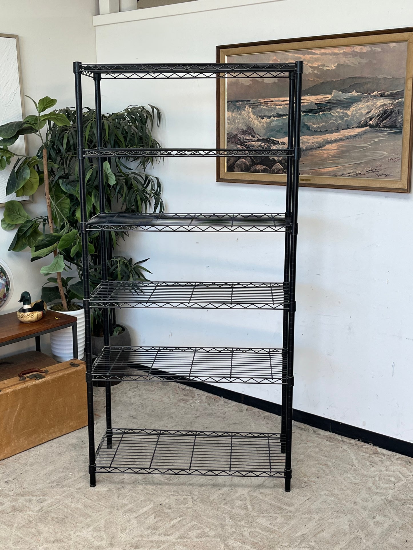 Industrial 72.5" Black Metal Rack