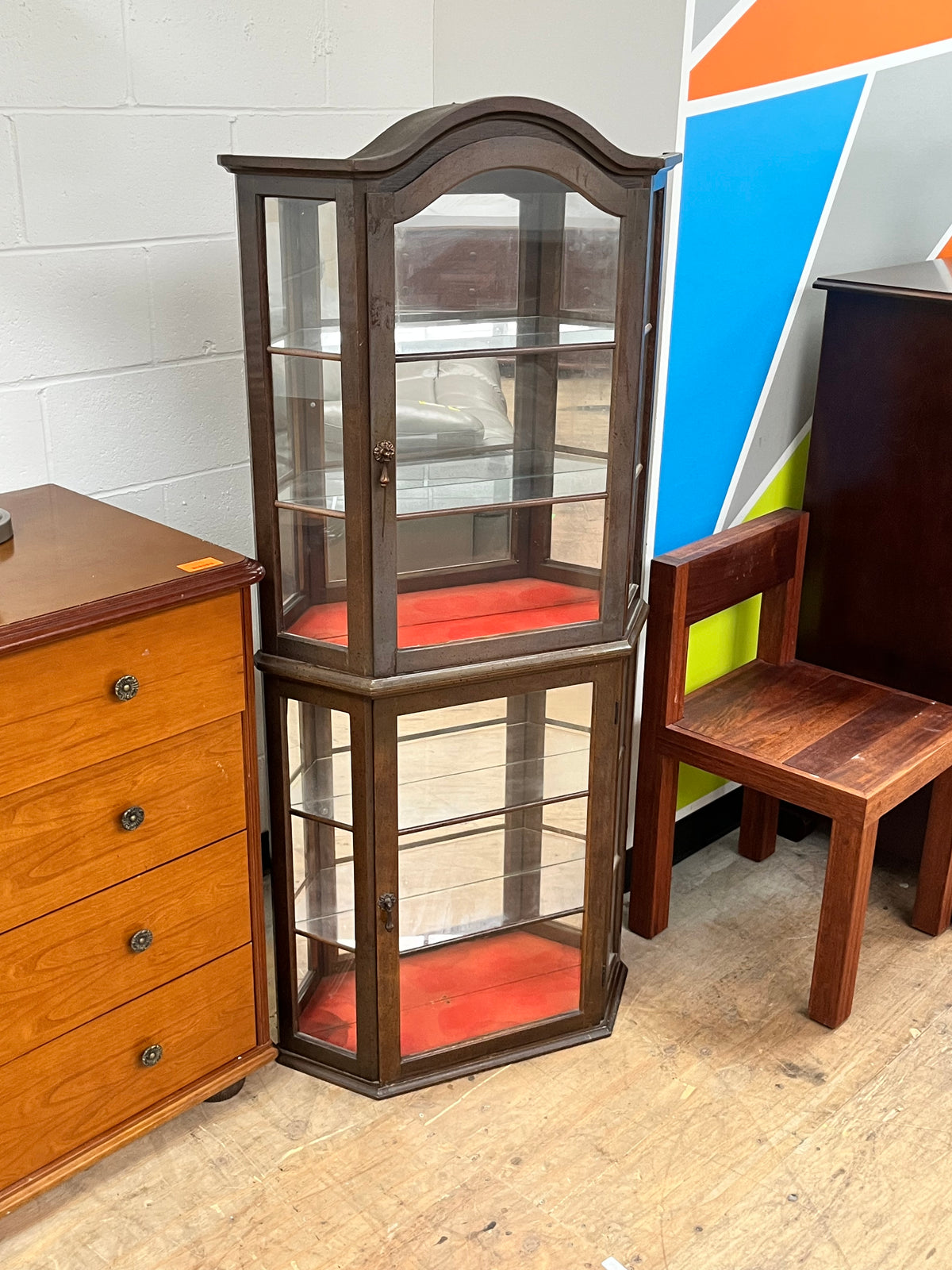 Antique Style China Cabinet - Legs Removed