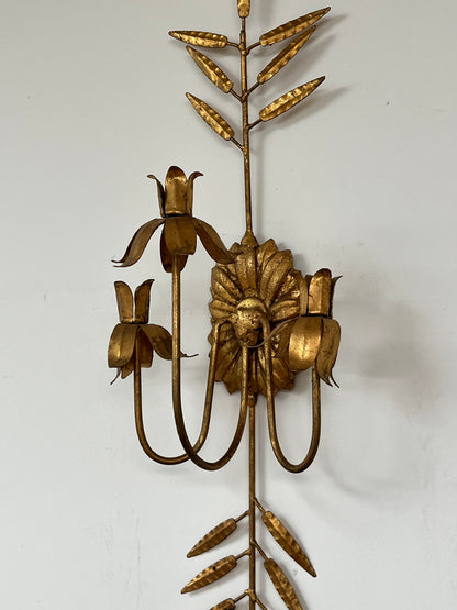 Rustic Style Floral Gold Sconce
