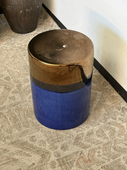 Two Tone Gold/Blue Ceramic Stool