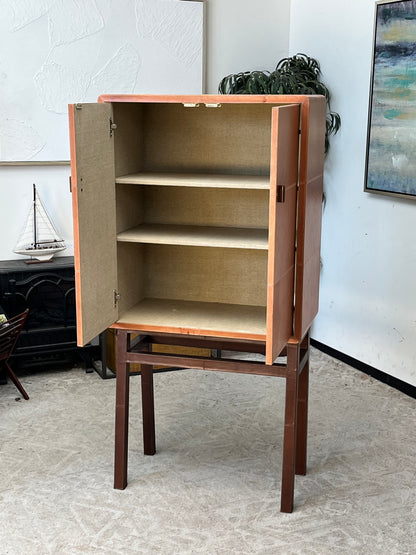 Mid Century Modern Leather Bar Cabinet