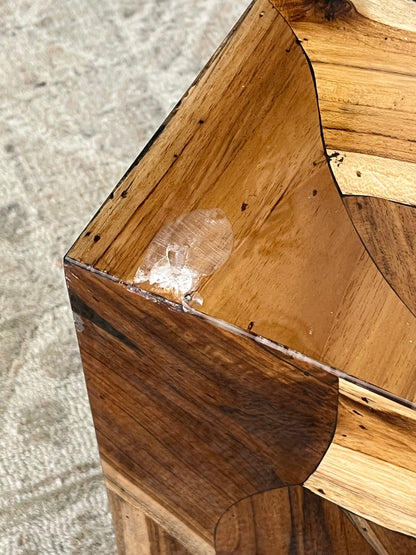 Wood Grain Patterned Cube End Table