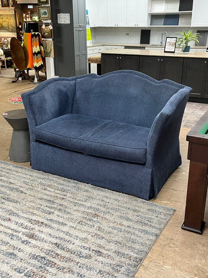 Wesley Hall Blue Linen Loveseat
