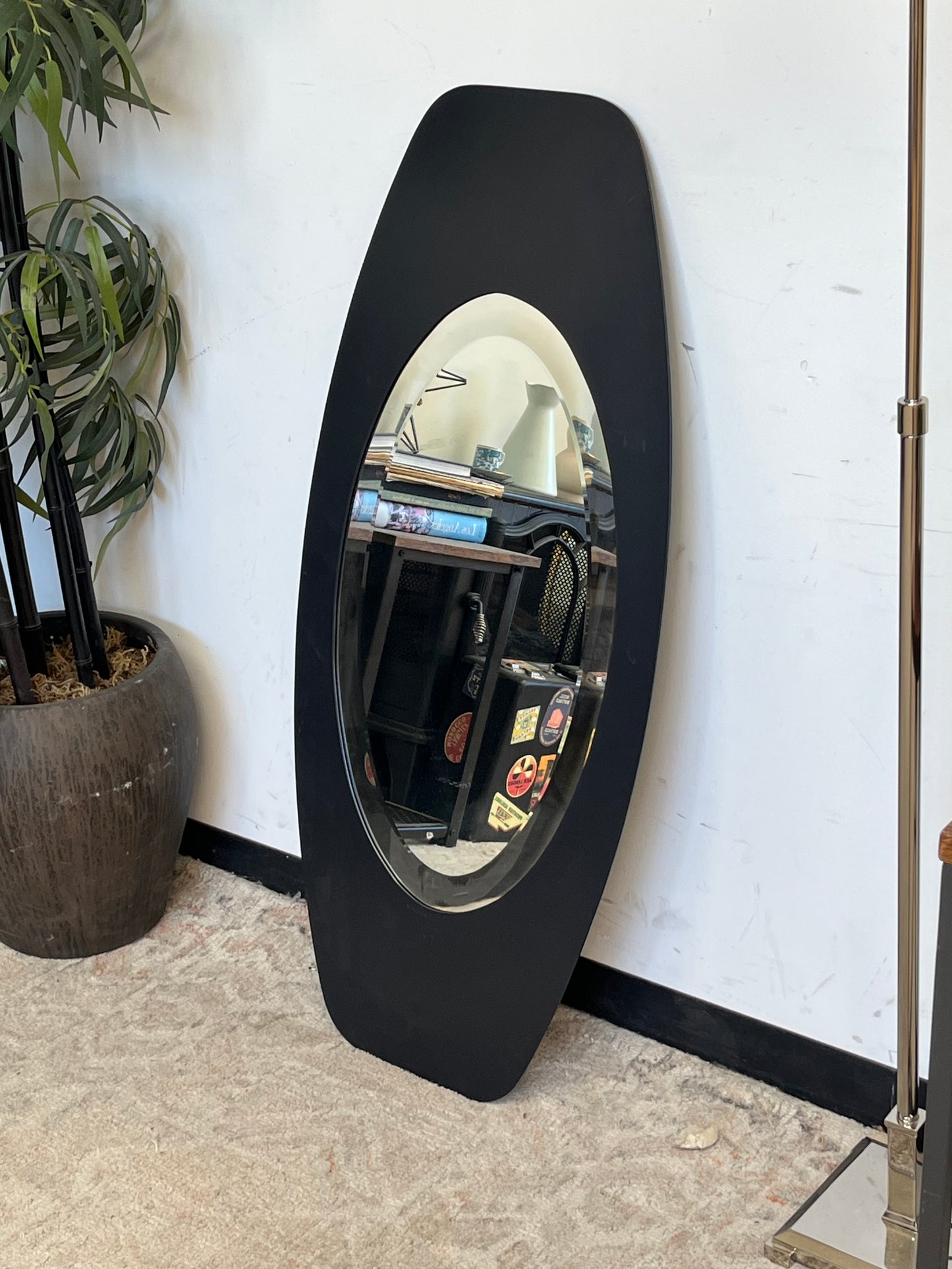 Modern Black Oval Metal Wall Mirror