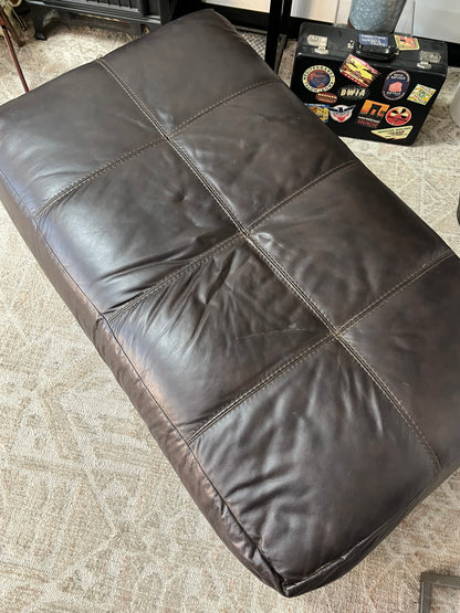 Bonded Leather Brown Ottoman