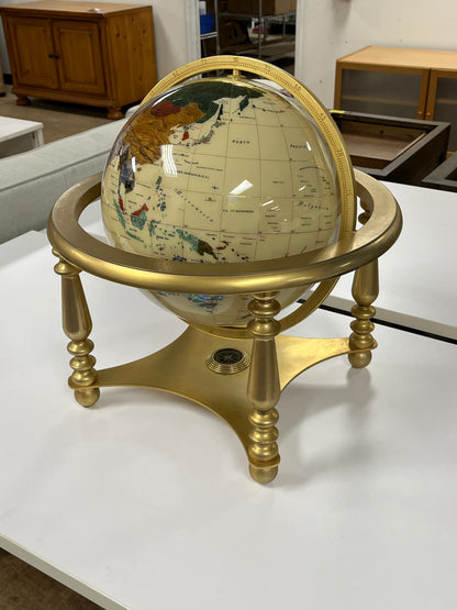 Table Top World Globe with Gemstones