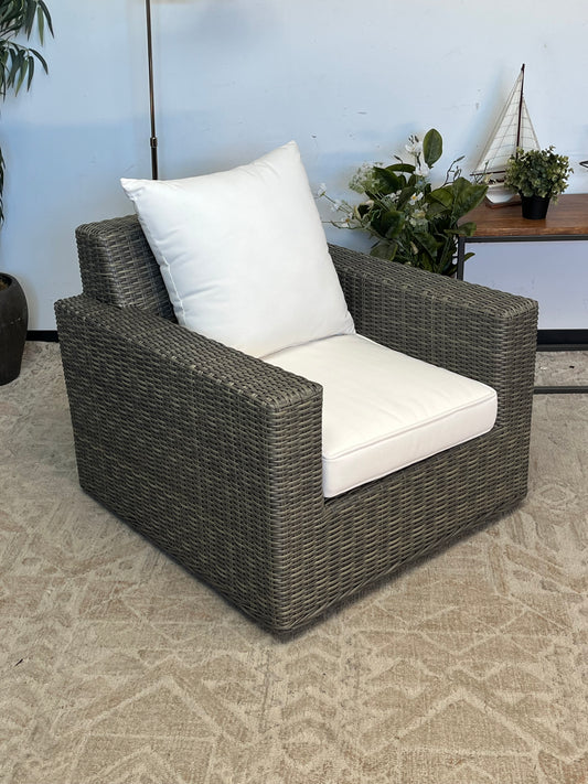 Outdoor Poly Rattan Gray Swivel Chair