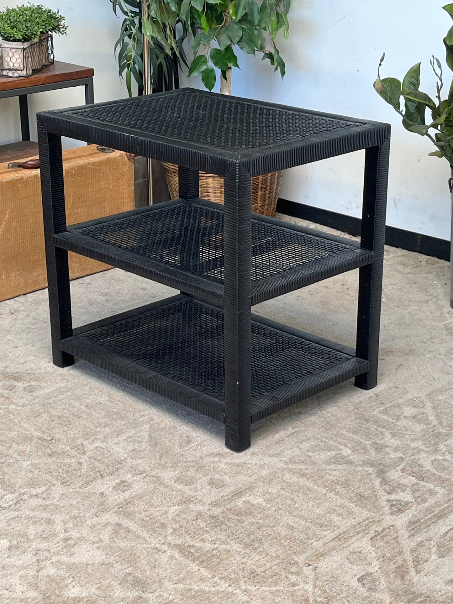 Modern Black Rattan Side Table