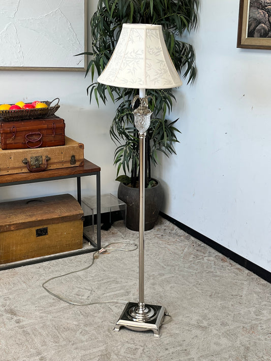 Modern Floor Lamp w/ Floral Lamp Shade