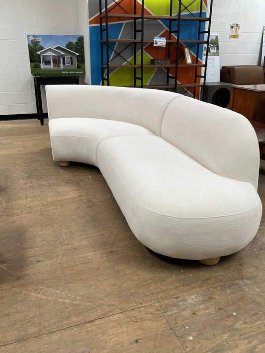 Modern Linen Curved Chaise Lounge Set of 2