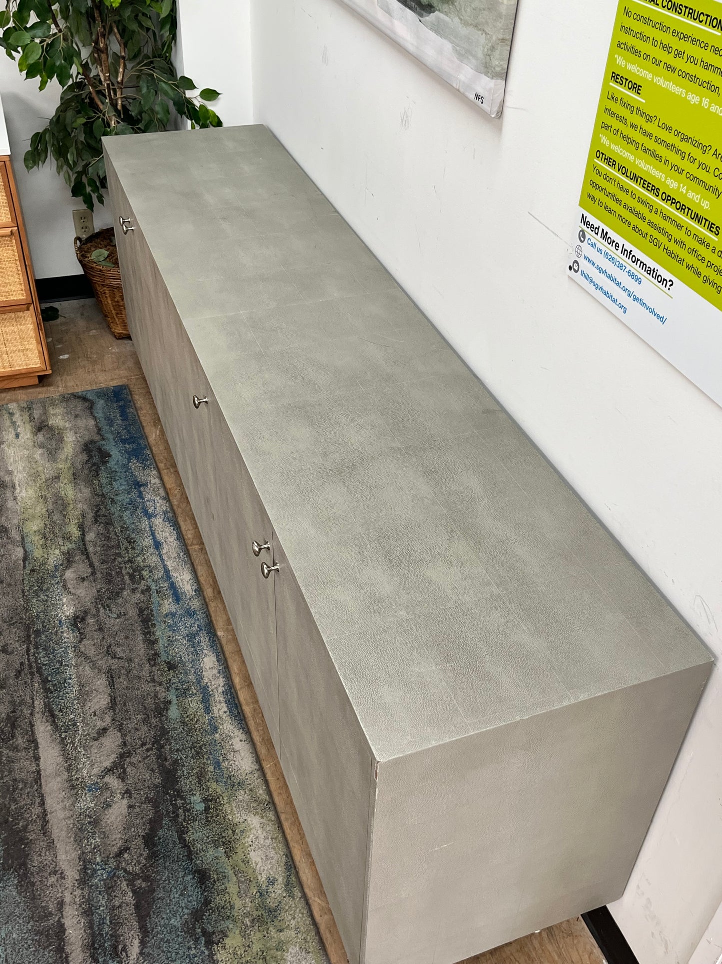 Modern Shagreen Grey Credenza