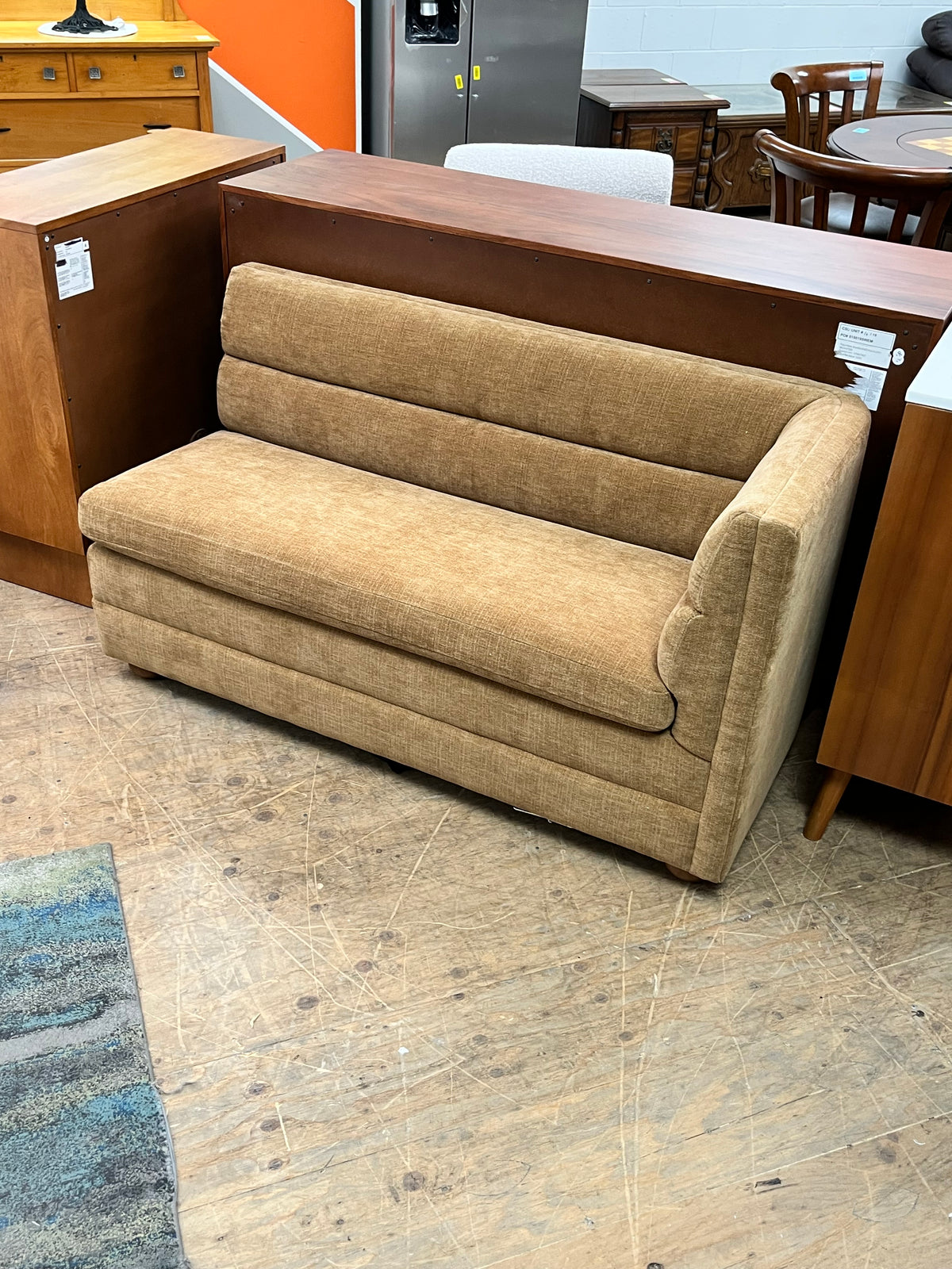 Modern Brown Linen Loveseat