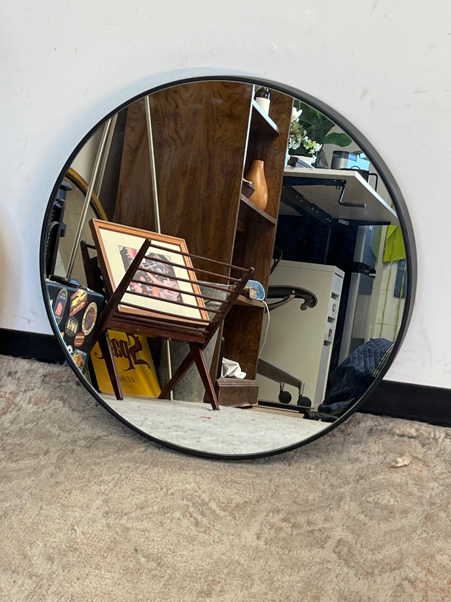 Modern Black 24" Rounded Metal Mirror