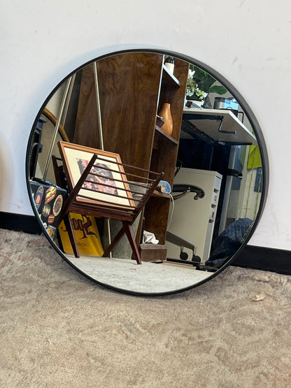 Modern Black 24" Rounded Metal Mirror