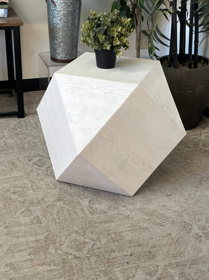 Geometric Cube White Nightsand