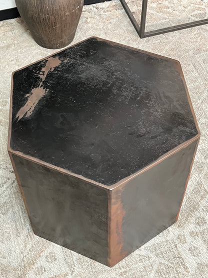 Modern Metal Hexagonal Black End Table