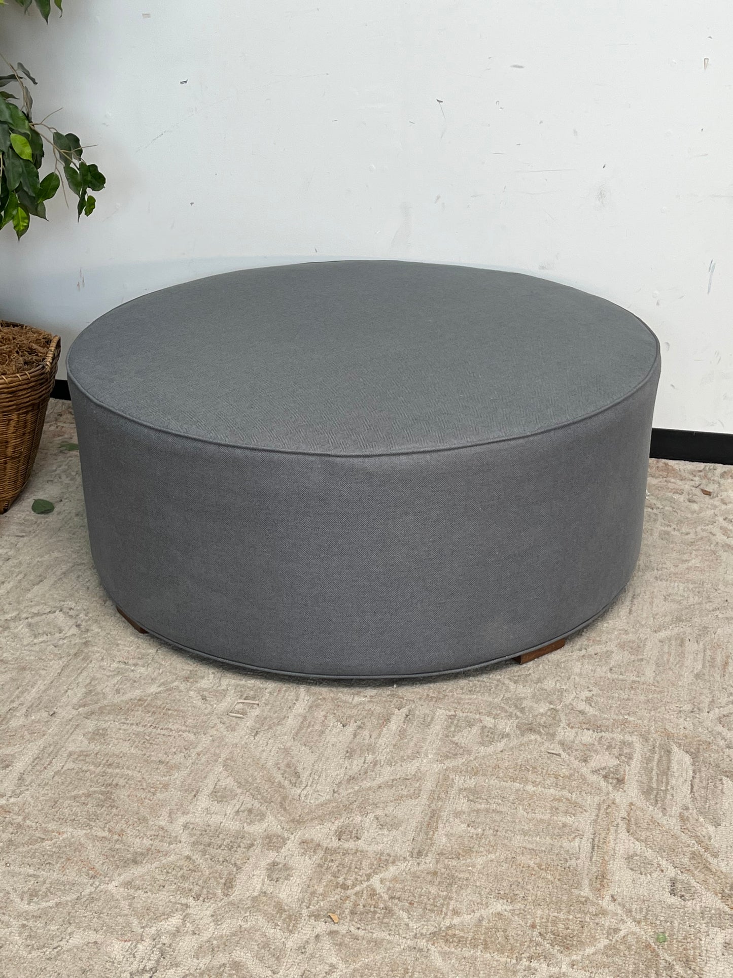 Modern 42" Round Blue Ottoman