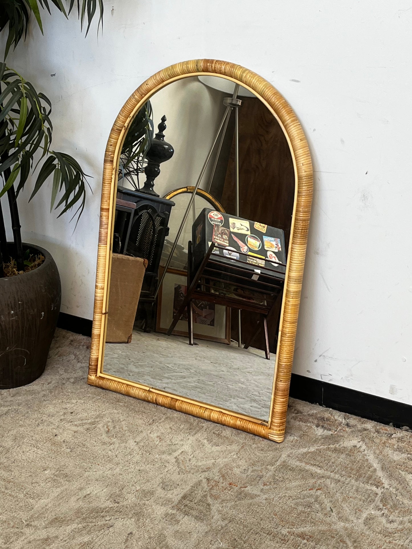Natural Rattan Large Arched Mirror