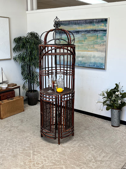 Bamboo Birdcage Style Bar Cabinet