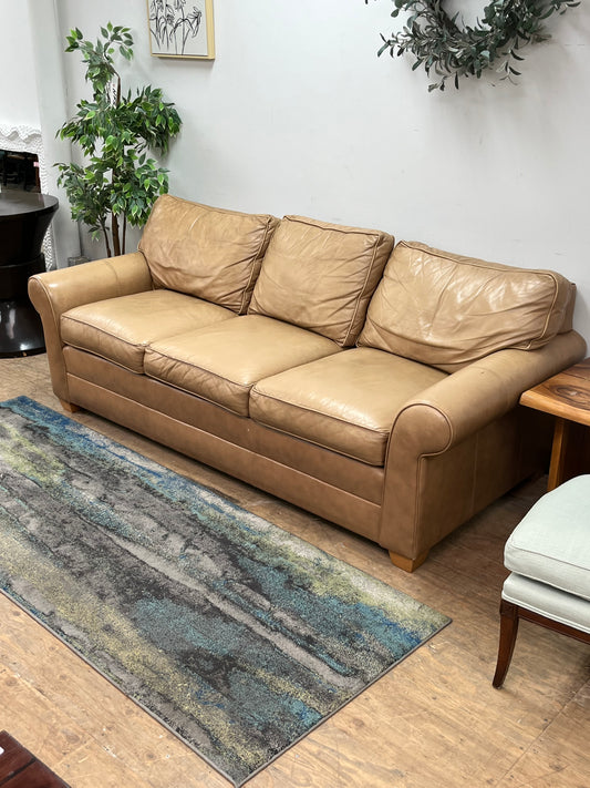 Ethan Allen Tan Leather Couch