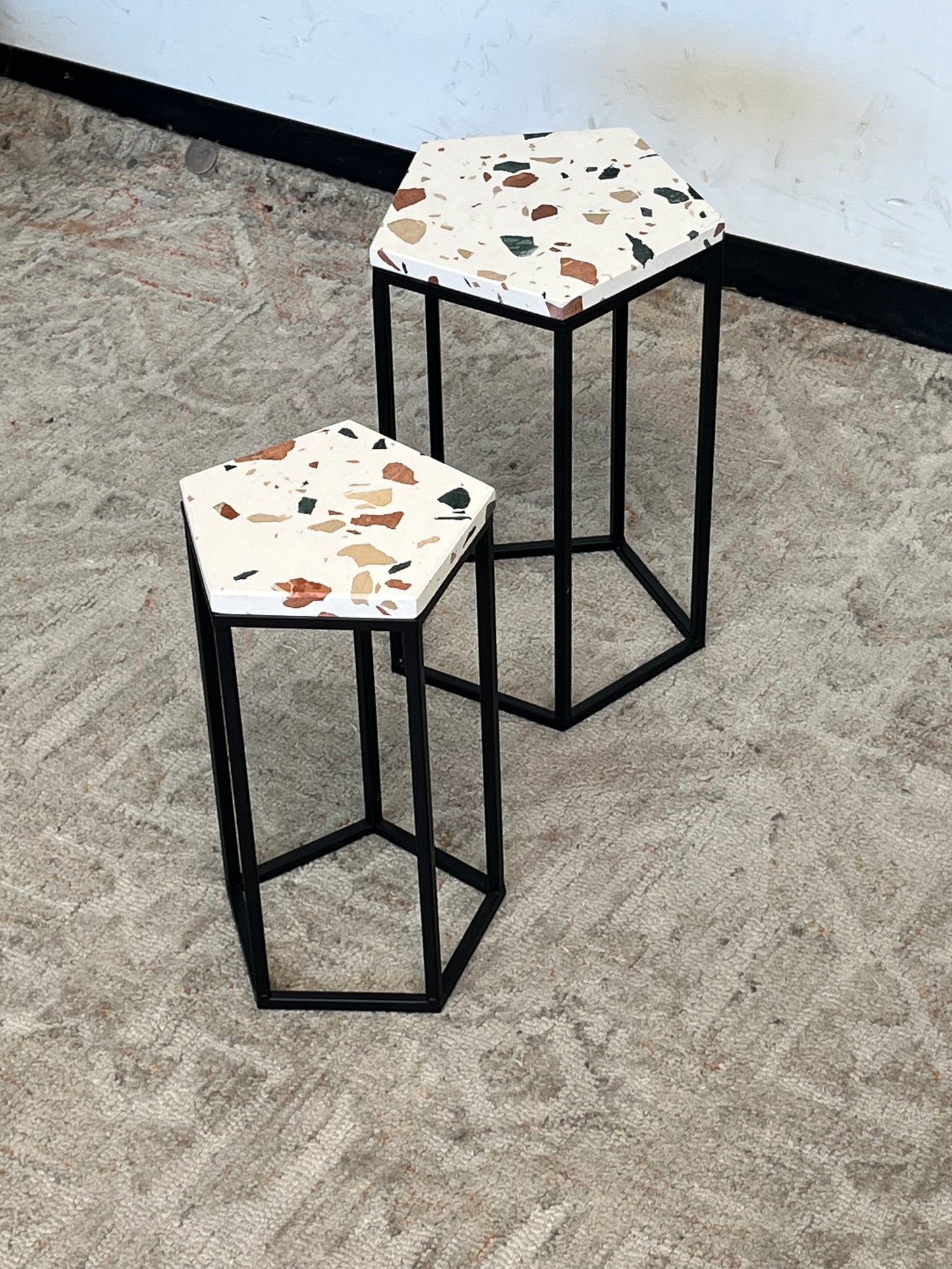 Pair of Mosaic Style Pentagon Side Table