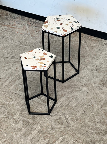 Pair of Mosaic Style Pentagon Side Table