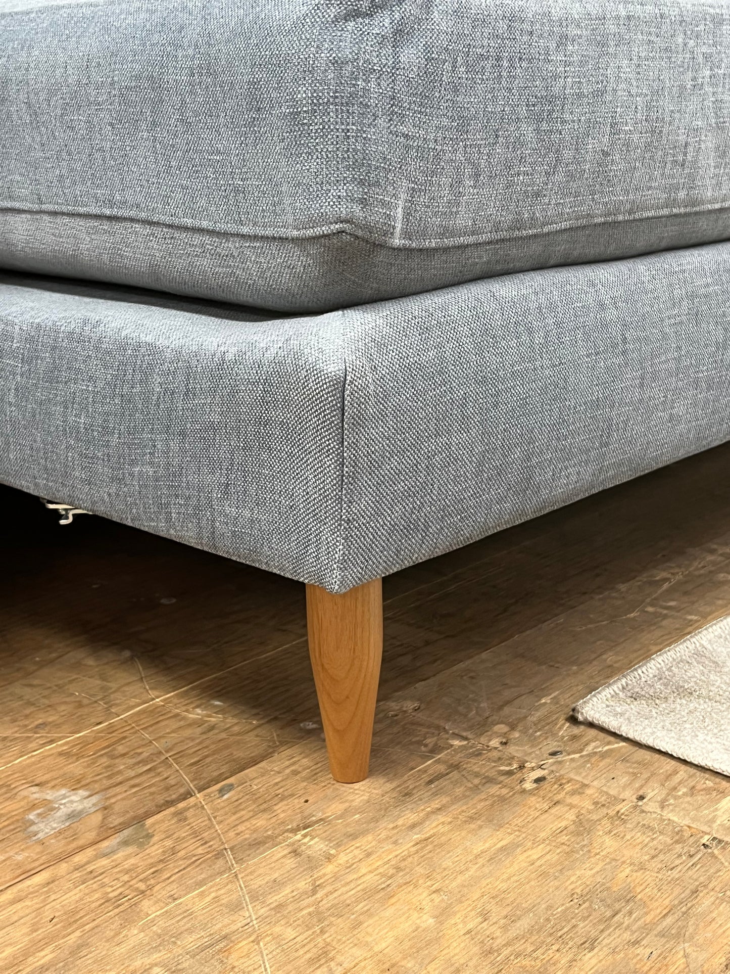 Benchmade Modern Left Arm Blue Linen Couch