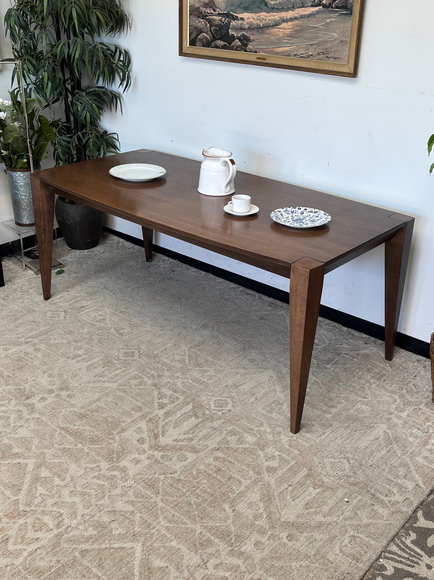 Mid Century Style Brown Dining Table