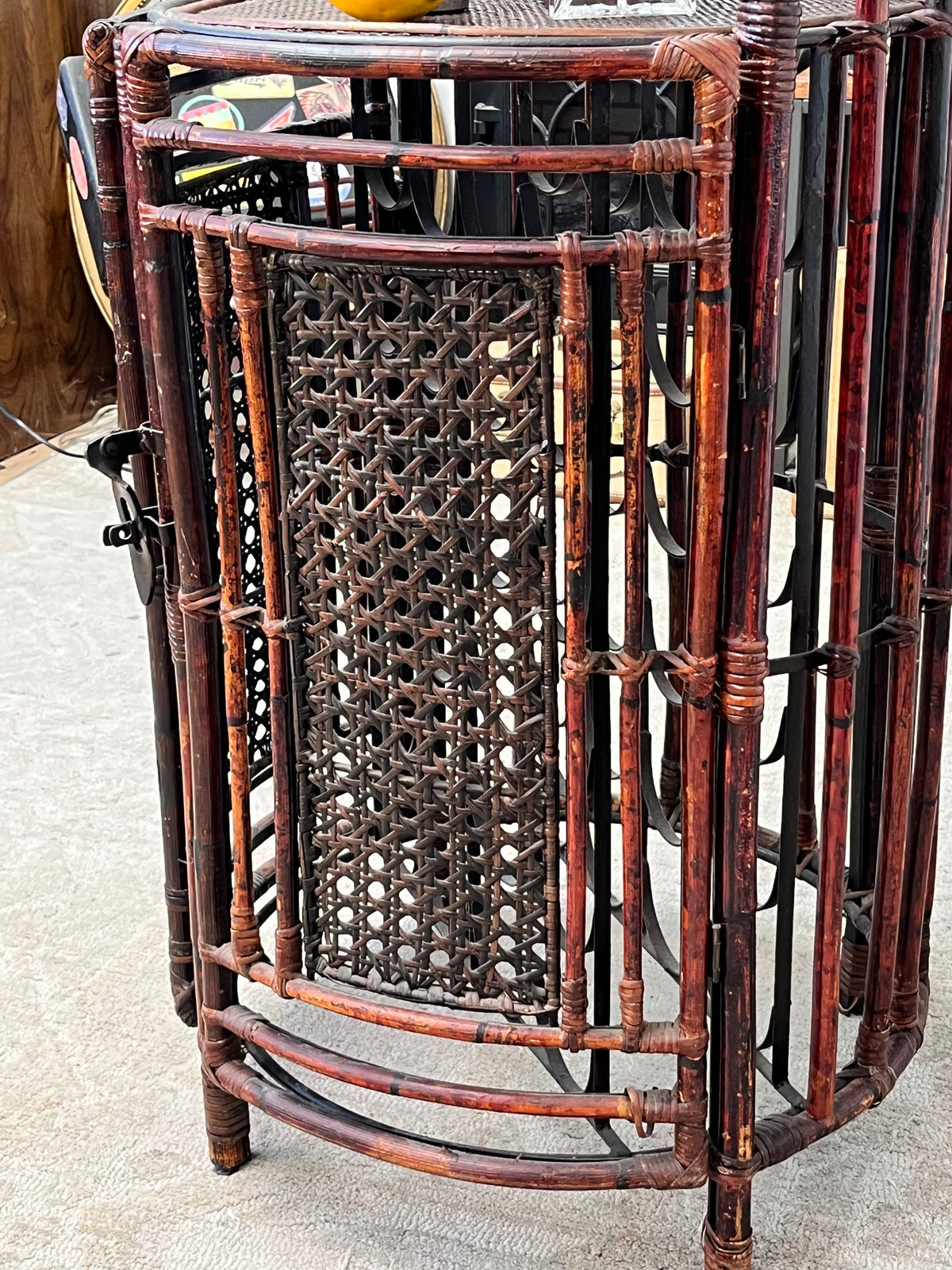 Bamboo Birdcage Style Bar Cabinet