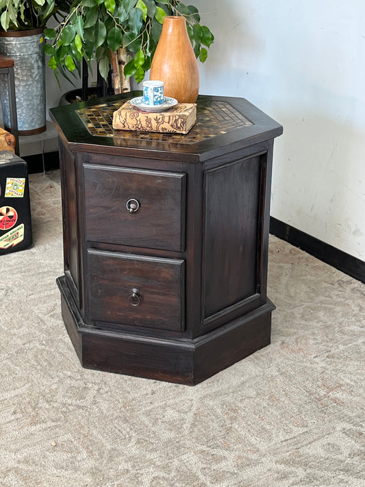 Modern Style End Table With Mosaic Inaly