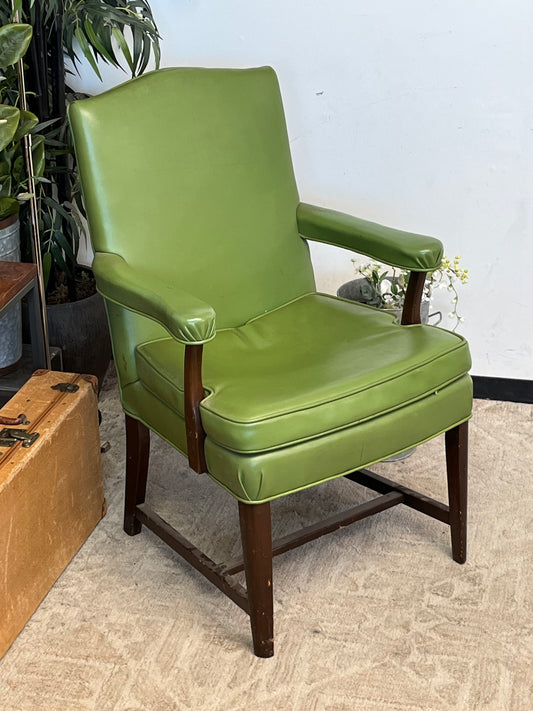 Vintage Green Leather Armchair