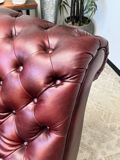 Faux Leather Tufted Club Chairs