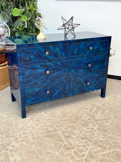 Modern Faux Horn Blue Dresser
