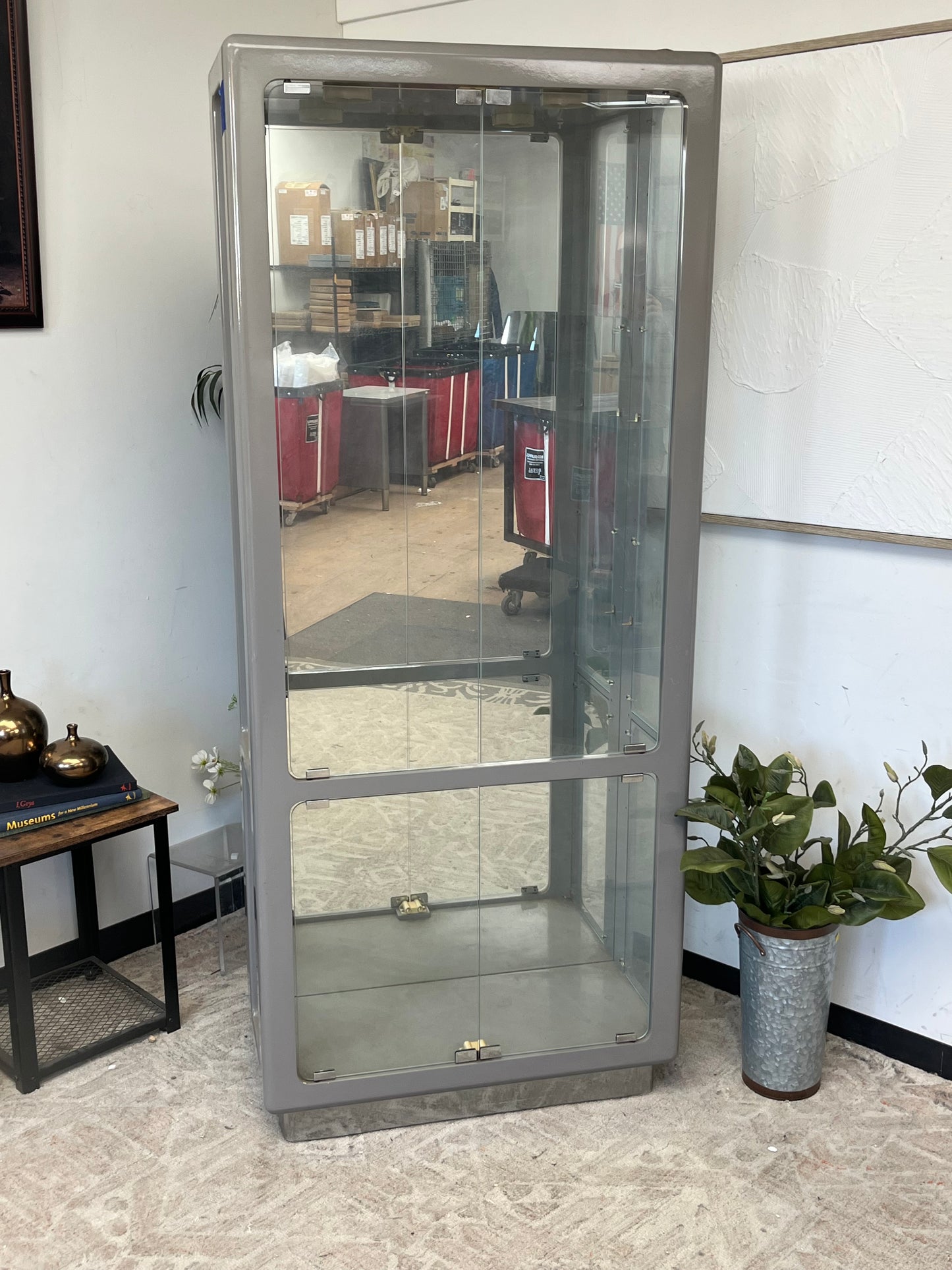 Mod-Style Glass Mirrored Display Cabinet - Missing Glass Shelving