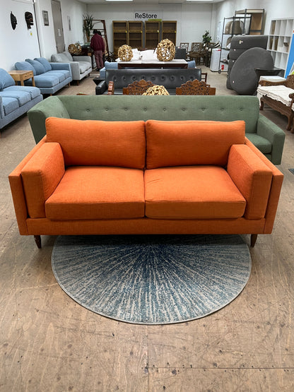 Benchmade Modern Orange Linen Couch