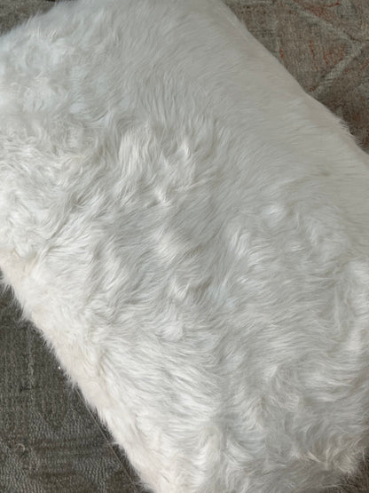Uttermost Faux Fur White Ottoman