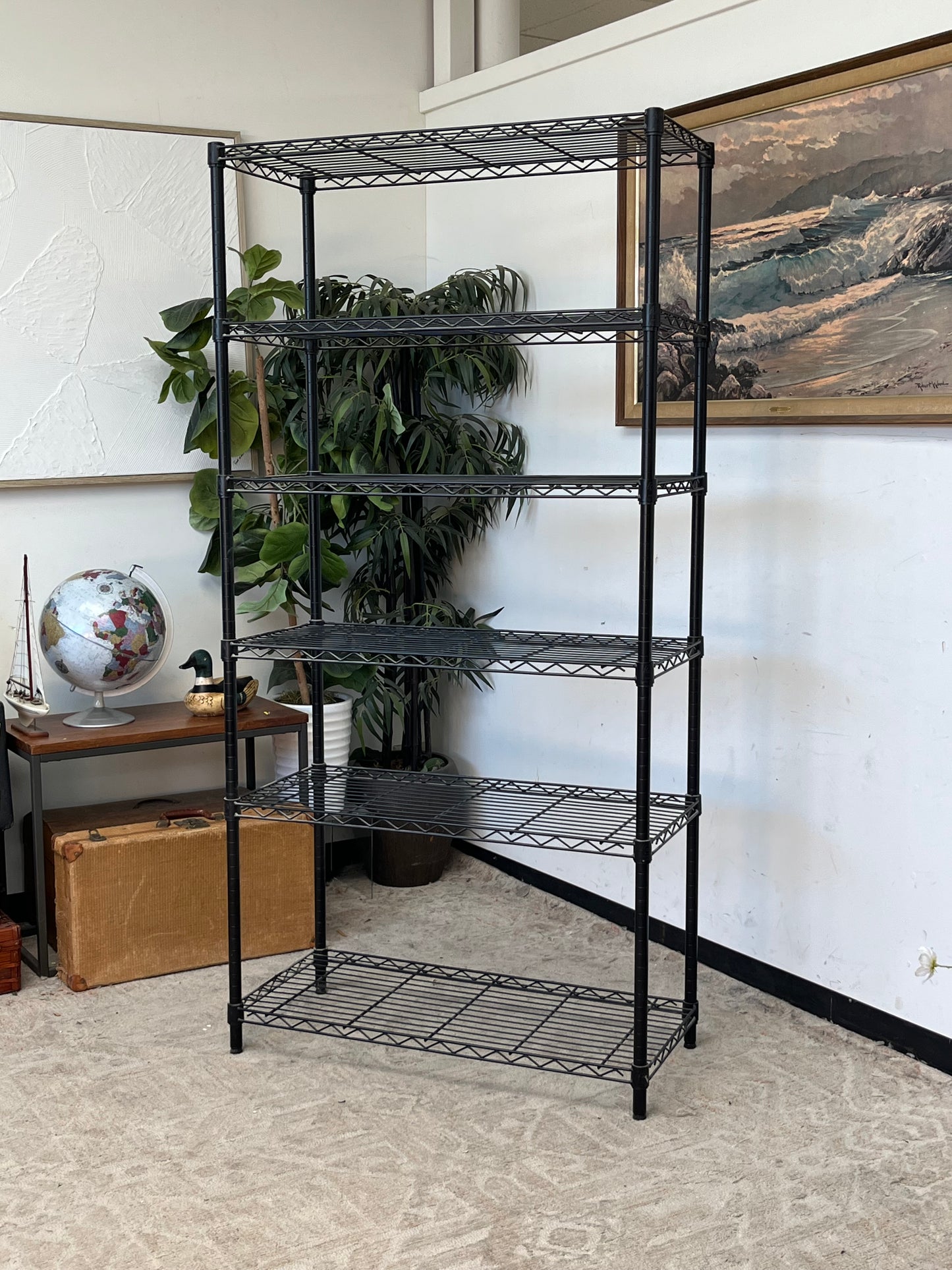 Industrial 72.5" Black Metal Rack