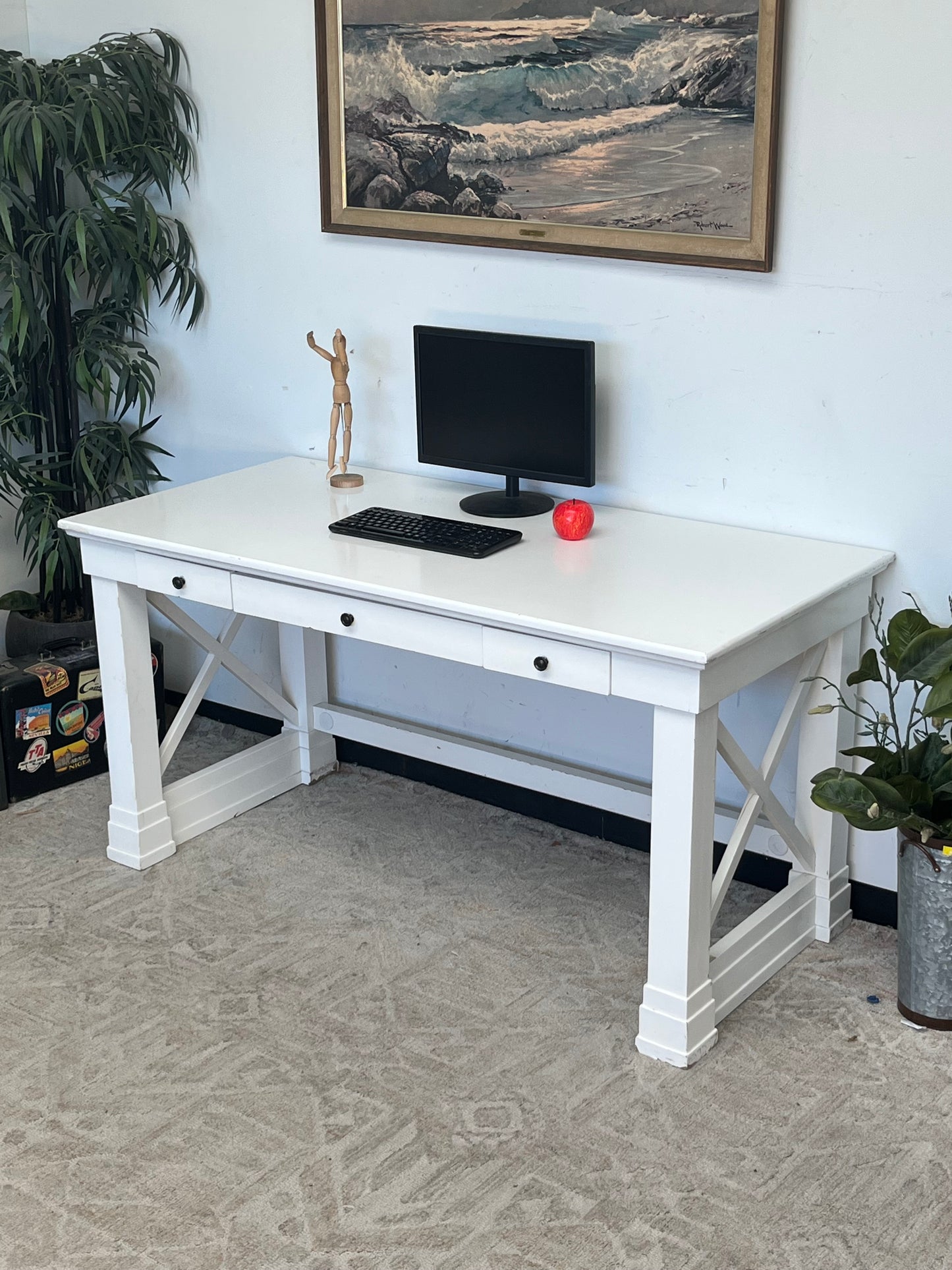 Farmhouse Style White Writing Desk