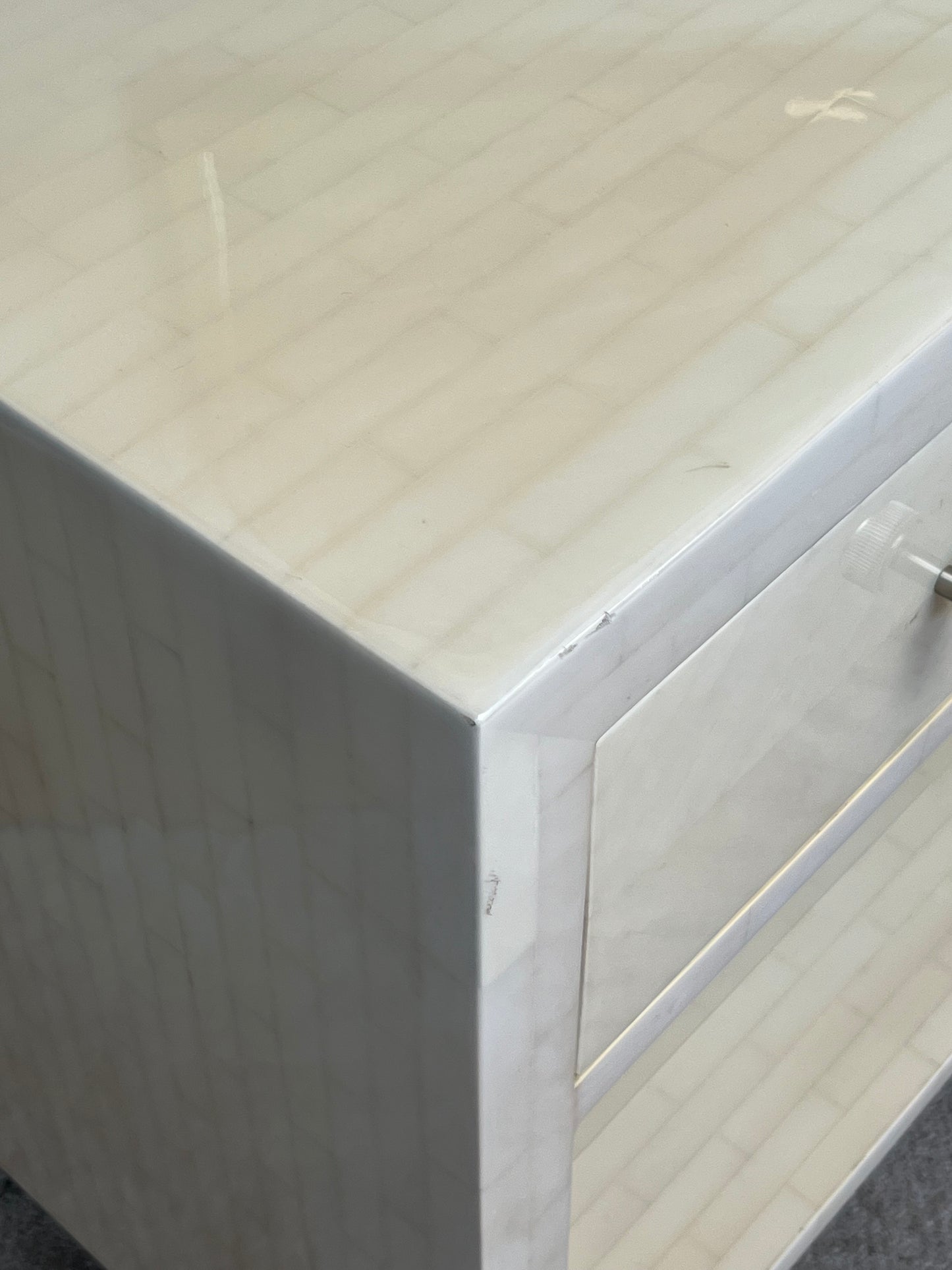 Modern Beige Resin Nightstand