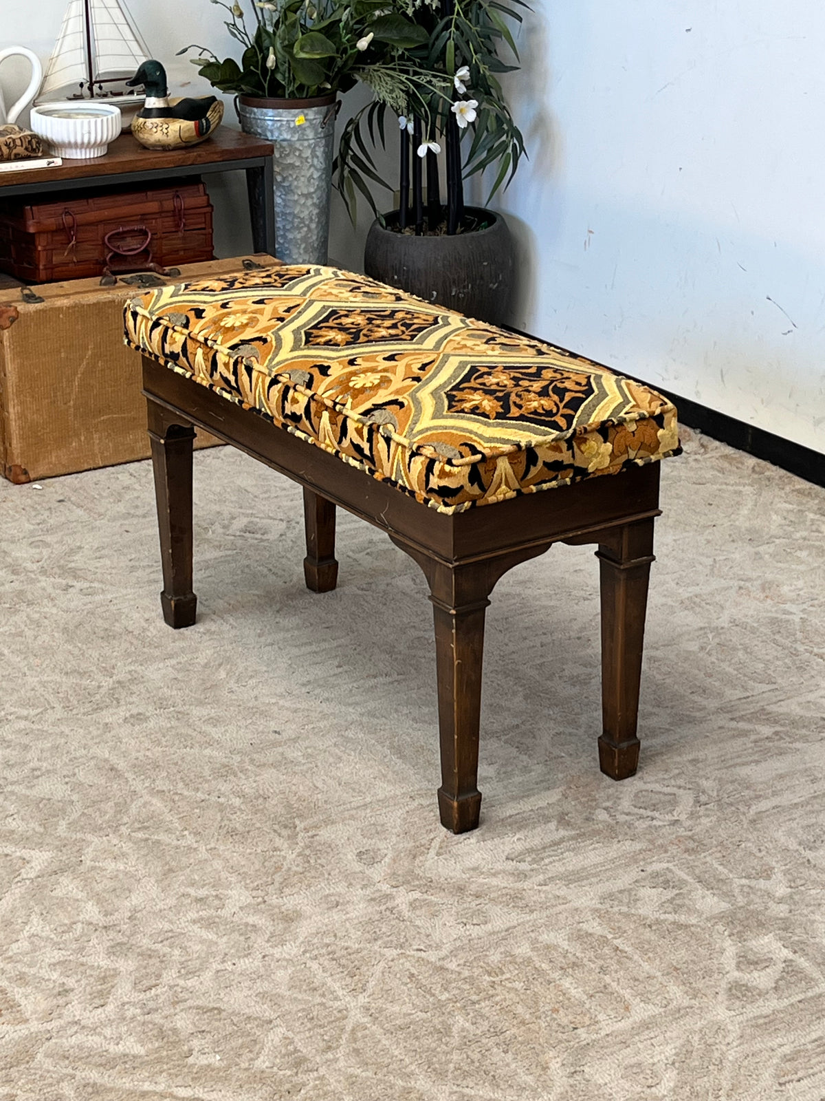Vintage Tapestry Piano Bench