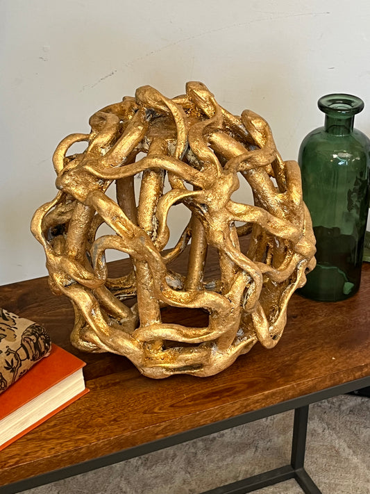 Gold Finished Abstract Small Orb