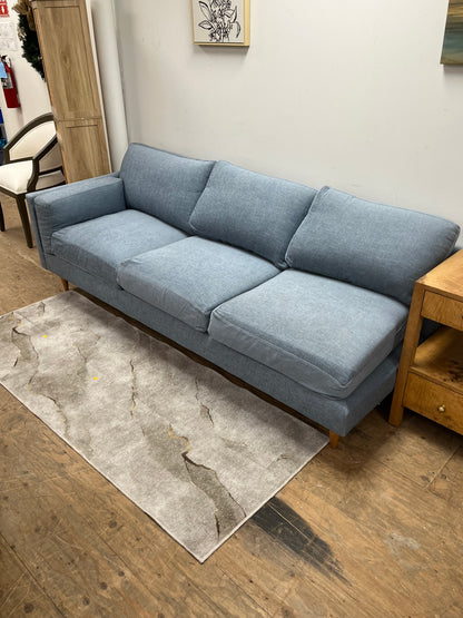 Benchmade Modern Right Arm Blue Linen Couch