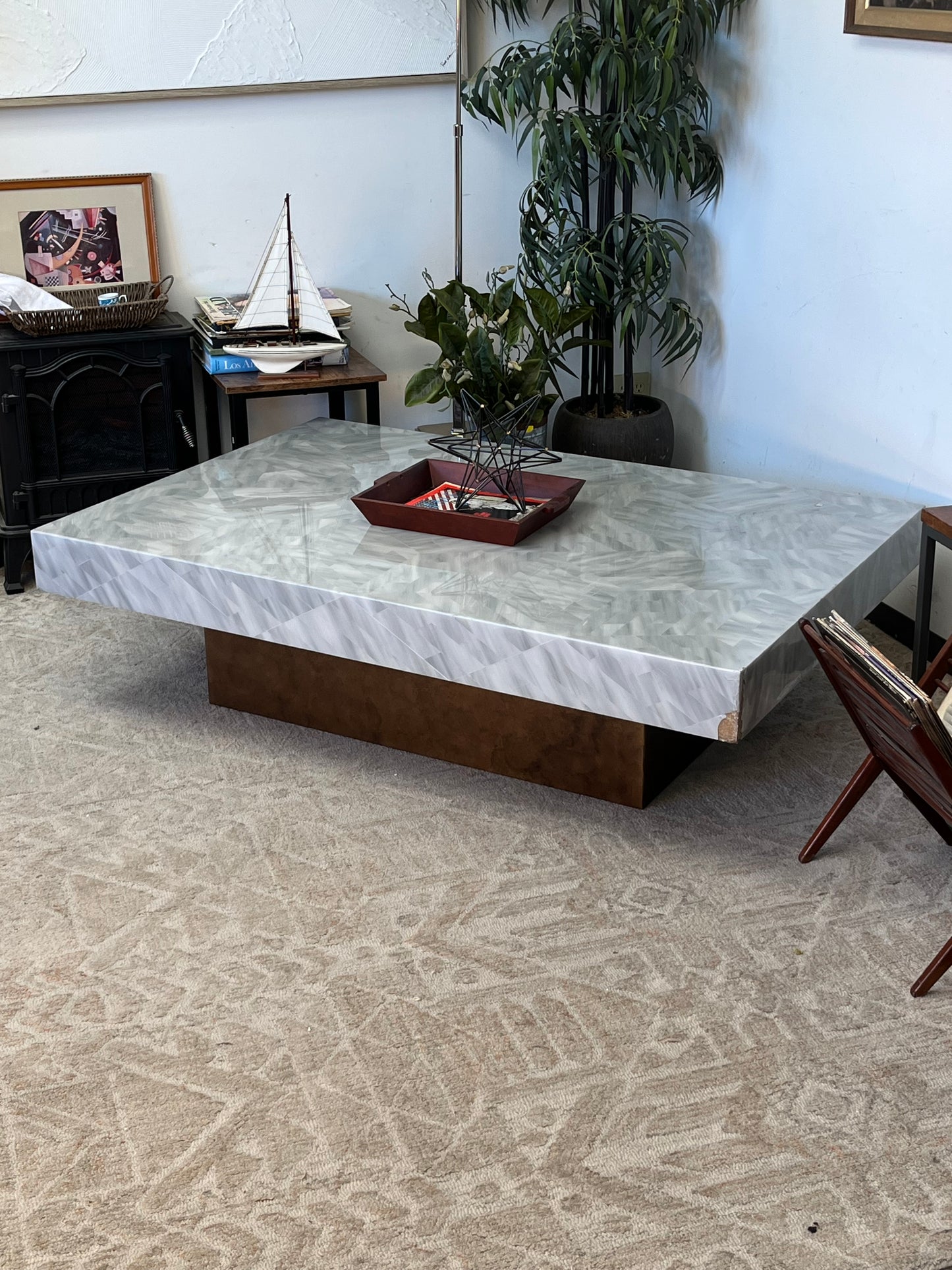 Modern Faux Horn Grey Coffee Table