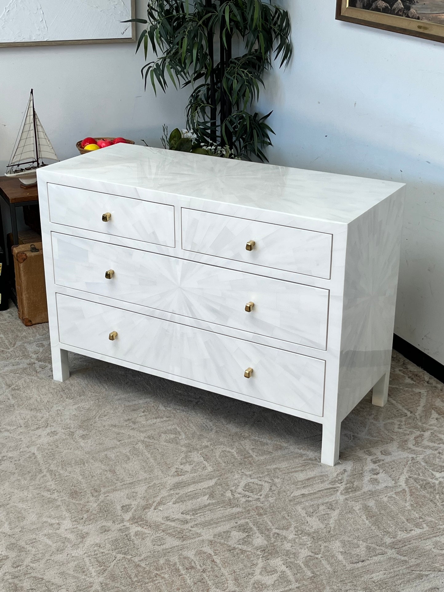 Modern Faux Horn White Dresser