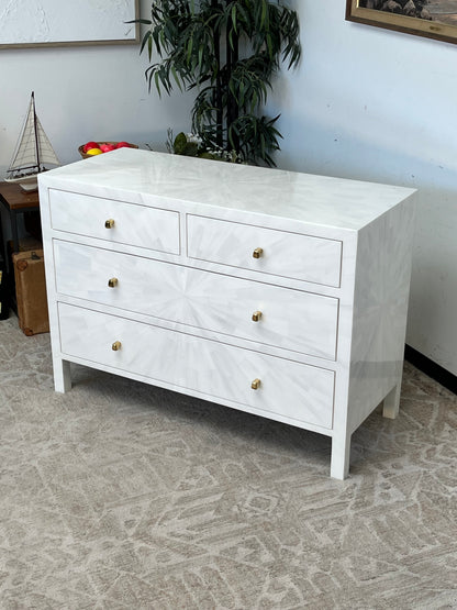 Modern Faux Horn White Dresser