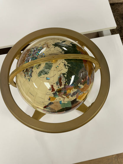 Table Top World Globe with Gemstones
