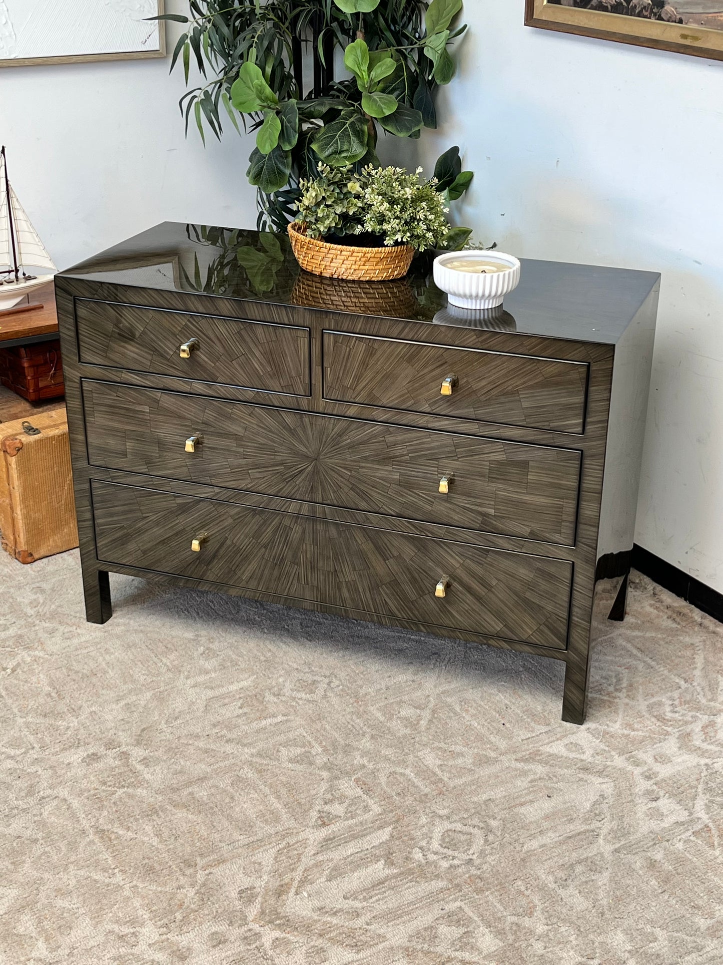 Modern Faux Horn Olive Green Dresser