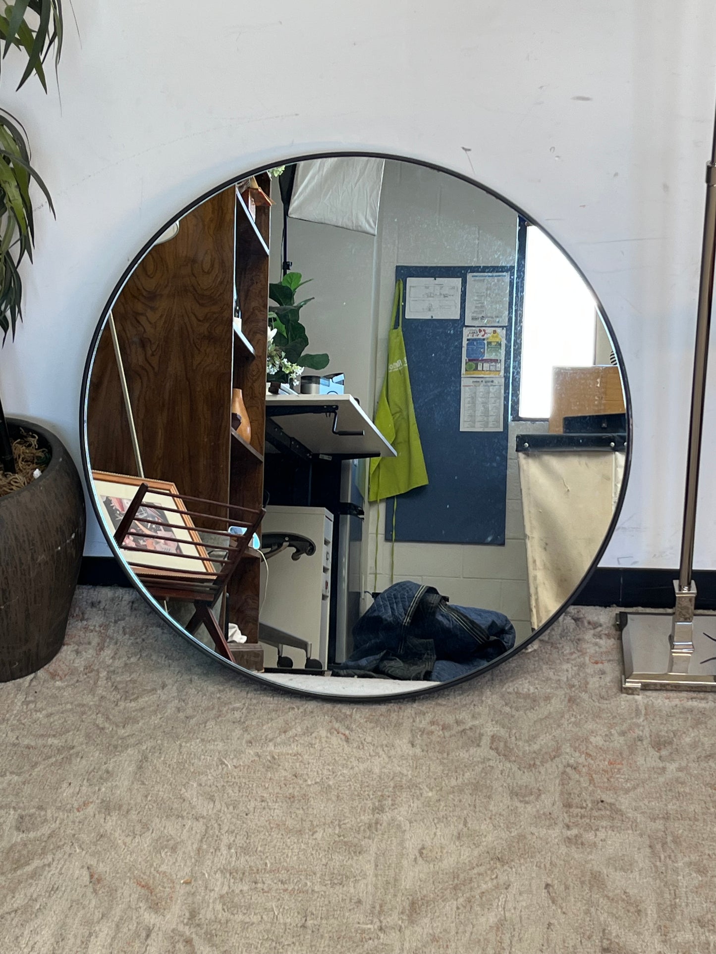 Modern Black 32" Rounded Metal Mirror