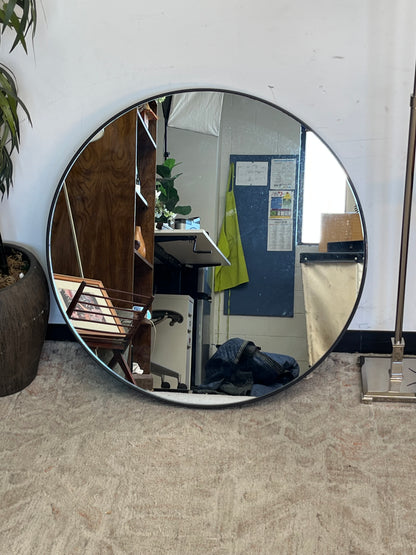 Modern Black 32" Rounded Metal Mirror